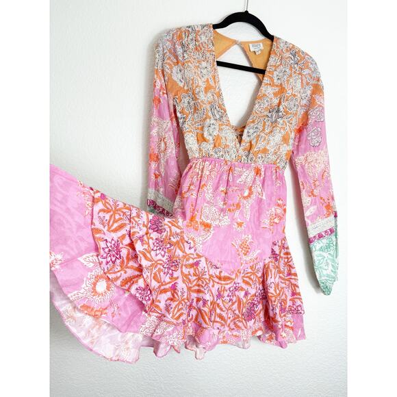 Hemant & Nandita Sidra Mini Dress Size XS Embroidered Cut Out Colorful - Picture 11 of 14